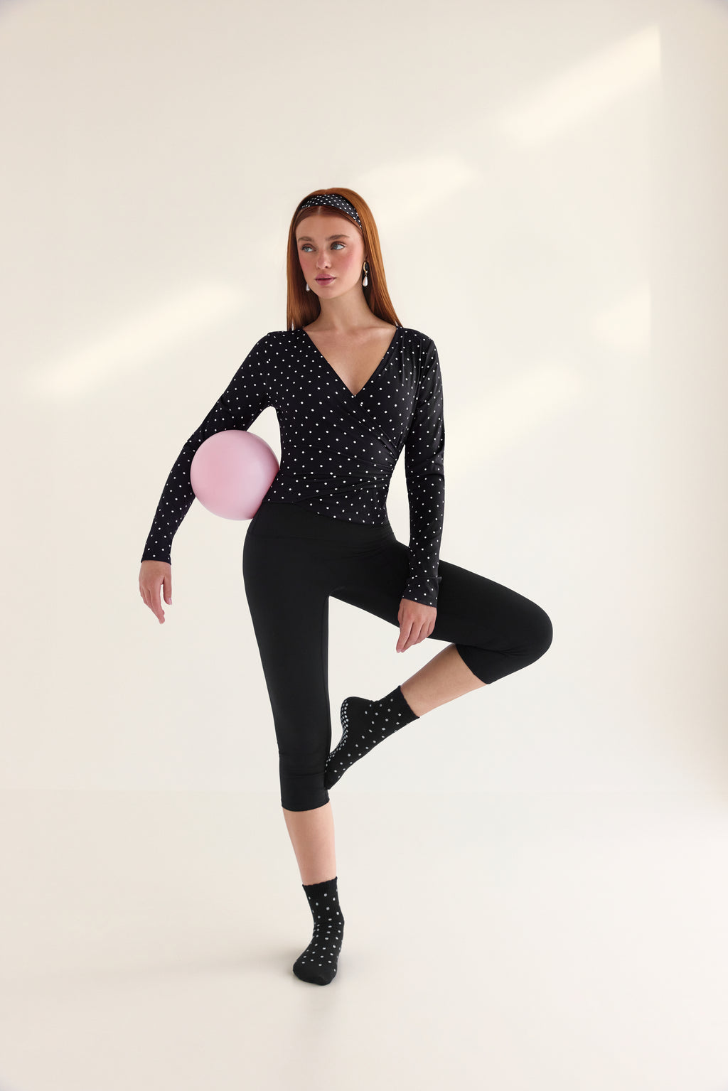 Black Polka dot Grip Sock