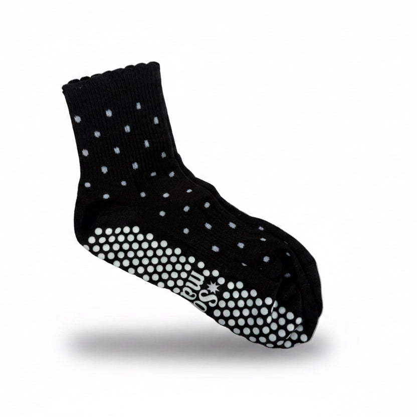 Black Polka dot Grip Sock