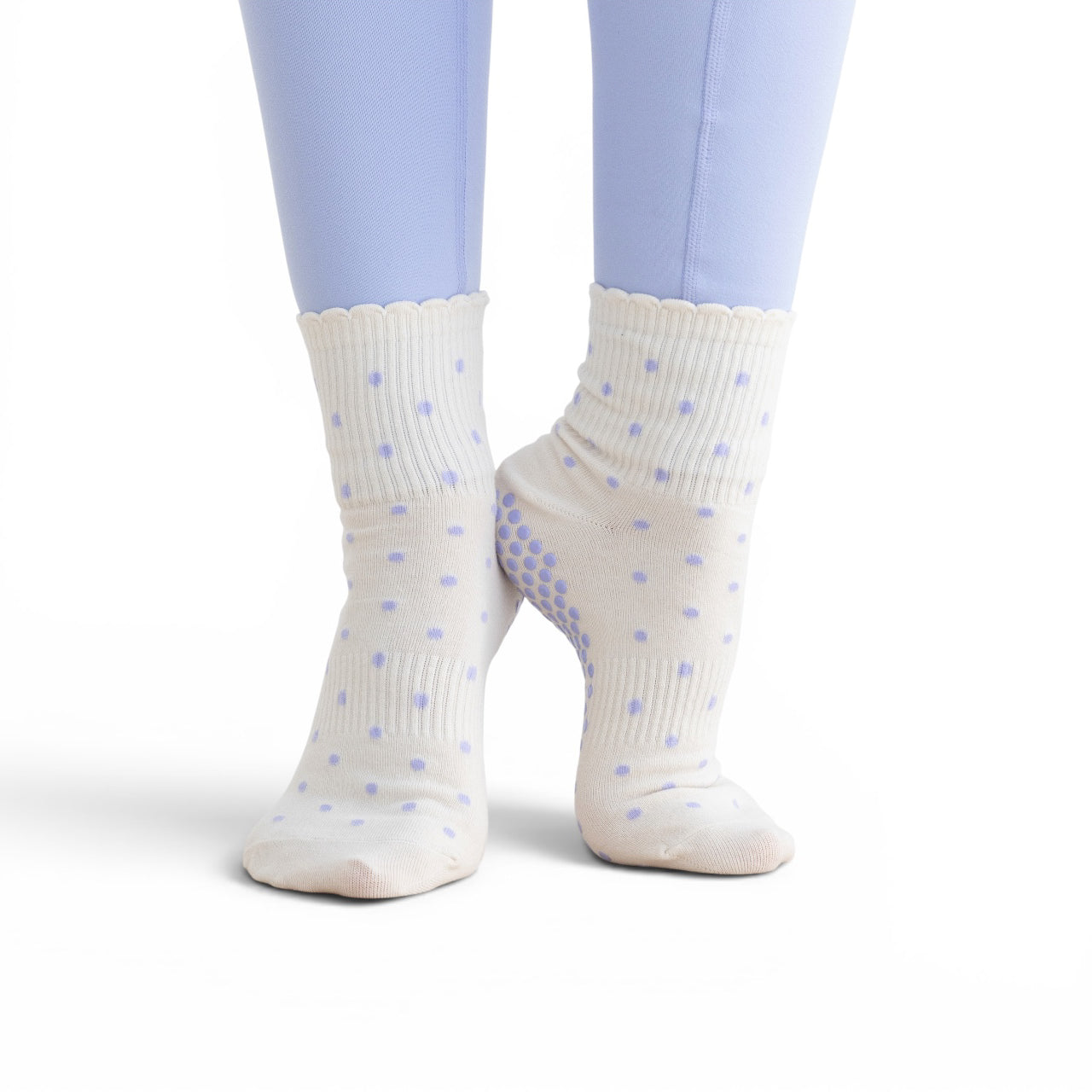 Lavender Polka dot Grip Sock