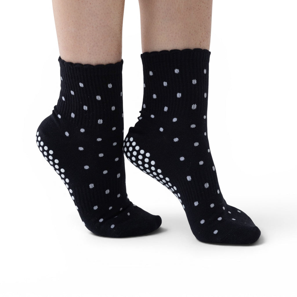 Black Polka dot Grip Sock
